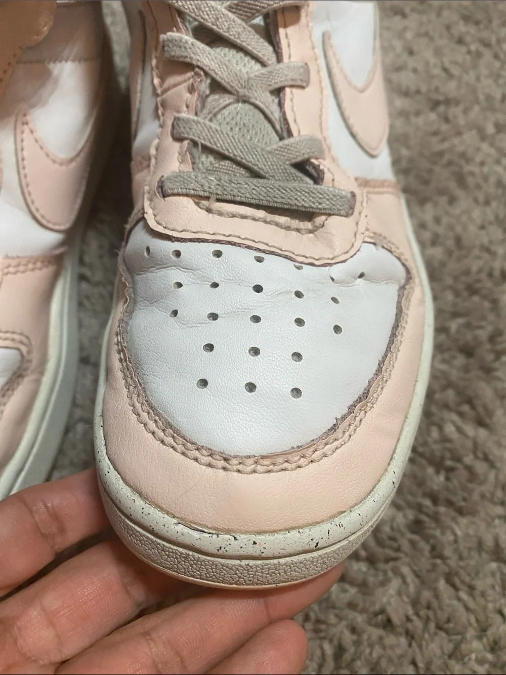 Nike Court Borough Hi Sneakers in Light Pink and White size 3Y